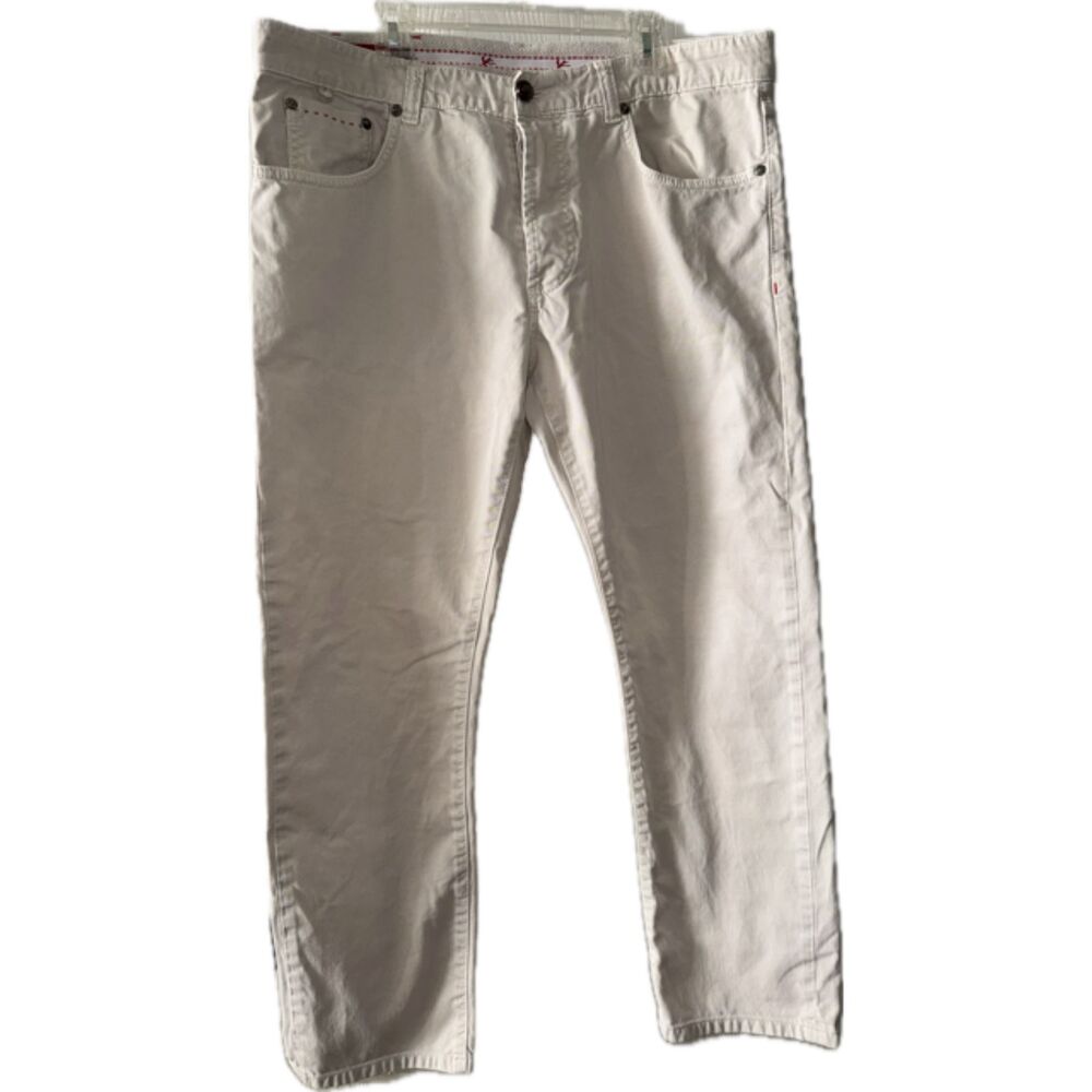 Isaia Mens Cotton Twill Jeans cream